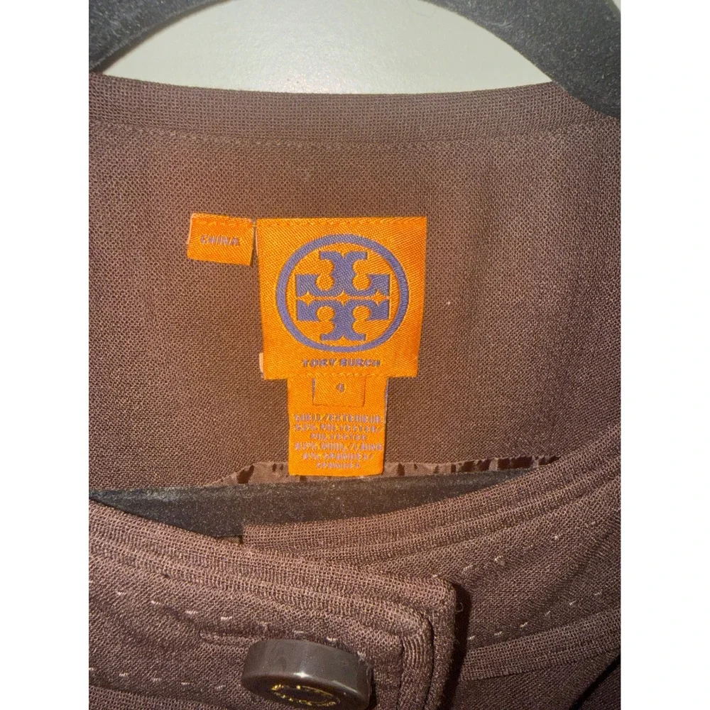 Tory Burch Brown Sleeveless Button‎ Front Shift Dress Wool Blend Size 4